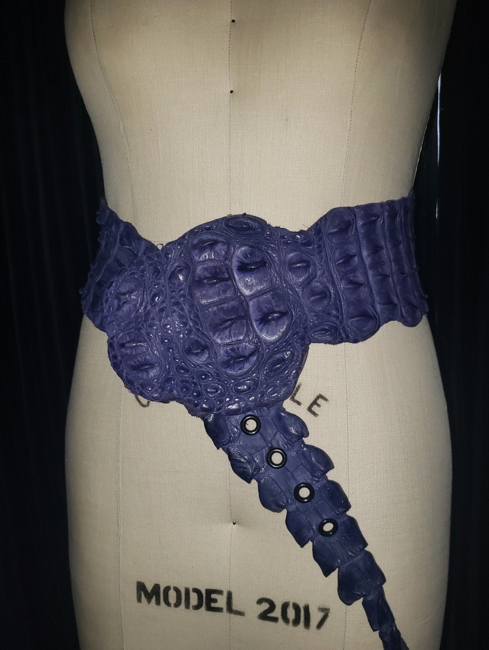 Genuine Crocodile Skin Corset Lilac Purple Belt - Picture 5 of 16